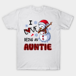 Chirstmas Snowman I Love Being An Auntie T-Shirt